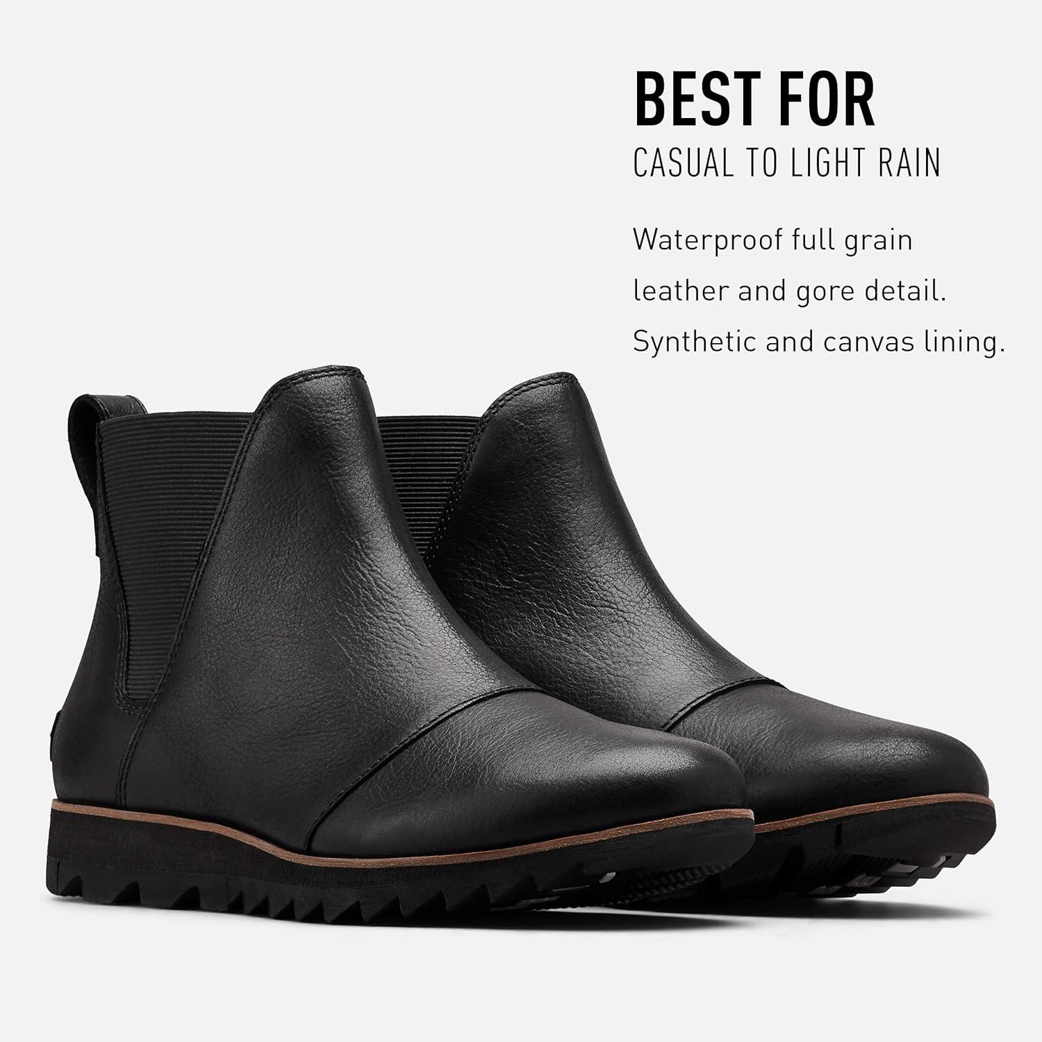 imageSorel Womens Harlow Chelsea Rain Boot Waterproof Leather Ankle BootiesBlack