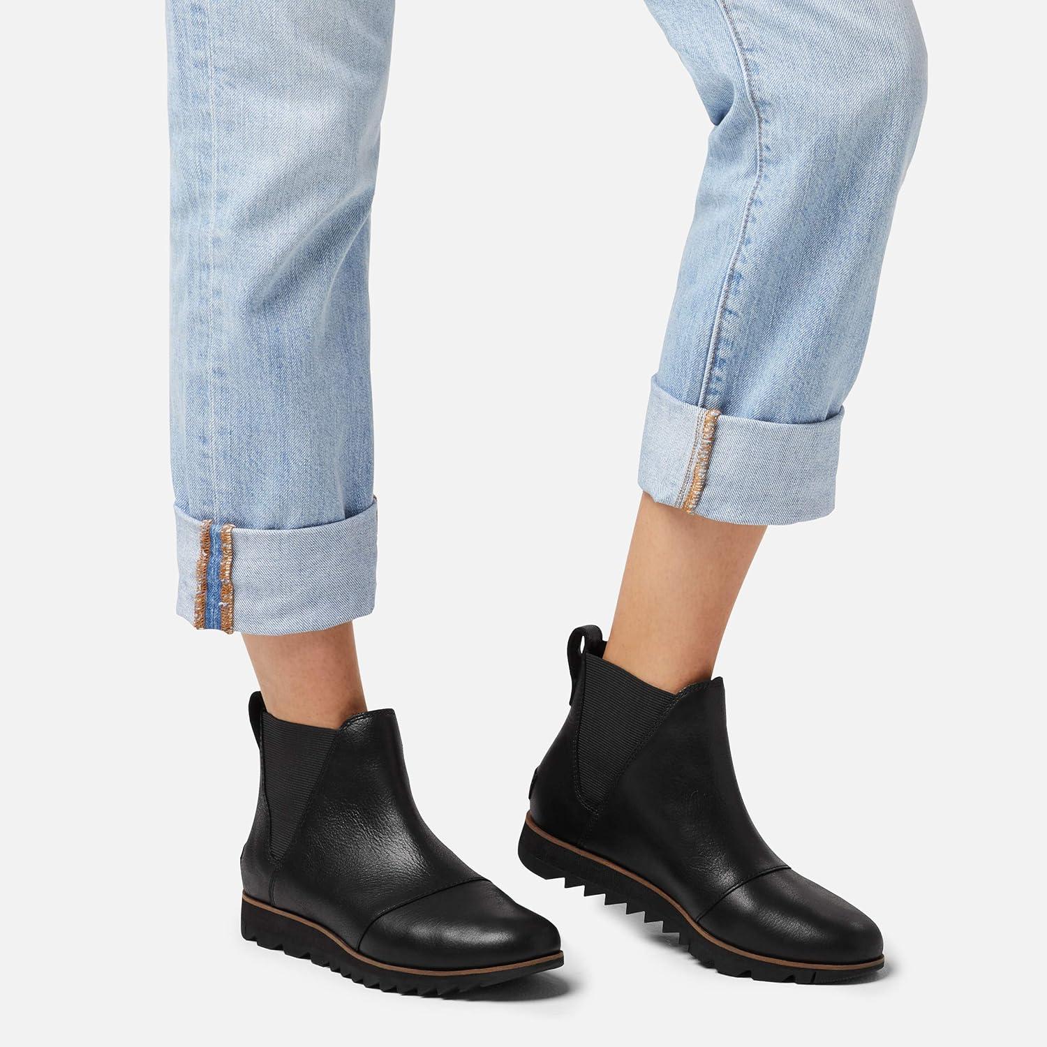 imageSorel Womens Harlow Chelsea Rain Boot Waterproof Leather Ankle BootiesBlack