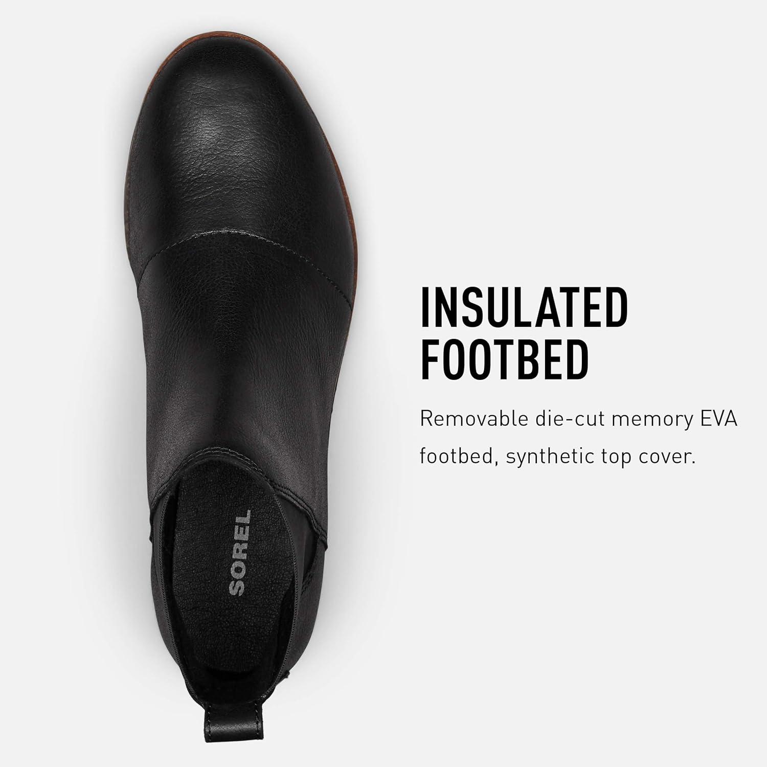 imageSorel Womens Harlow Chelsea Rain Boot Waterproof Leather Ankle BootiesBlack