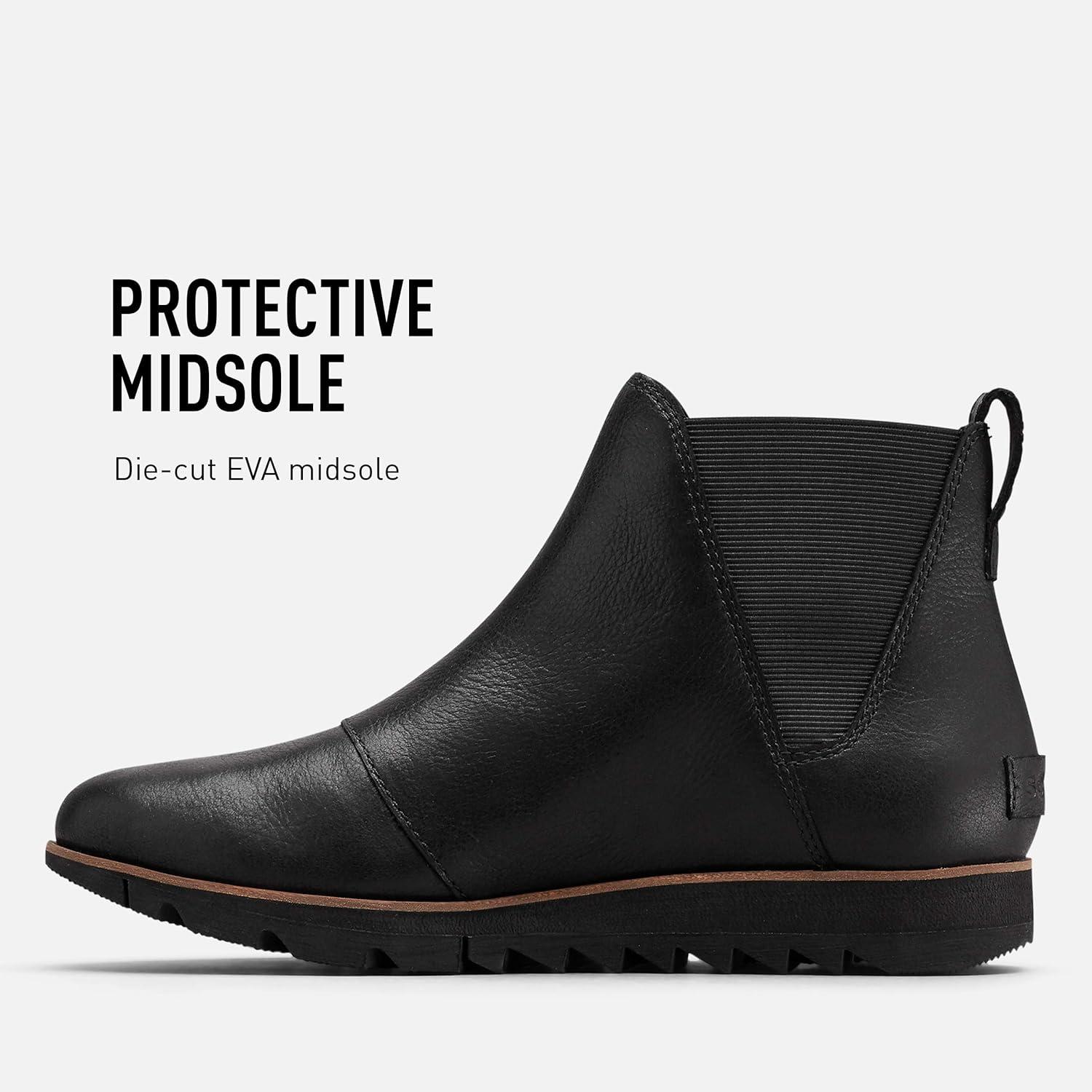 imageSorel Womens Harlow Chelsea Rain Boot Waterproof Leather Ankle BootiesBlack