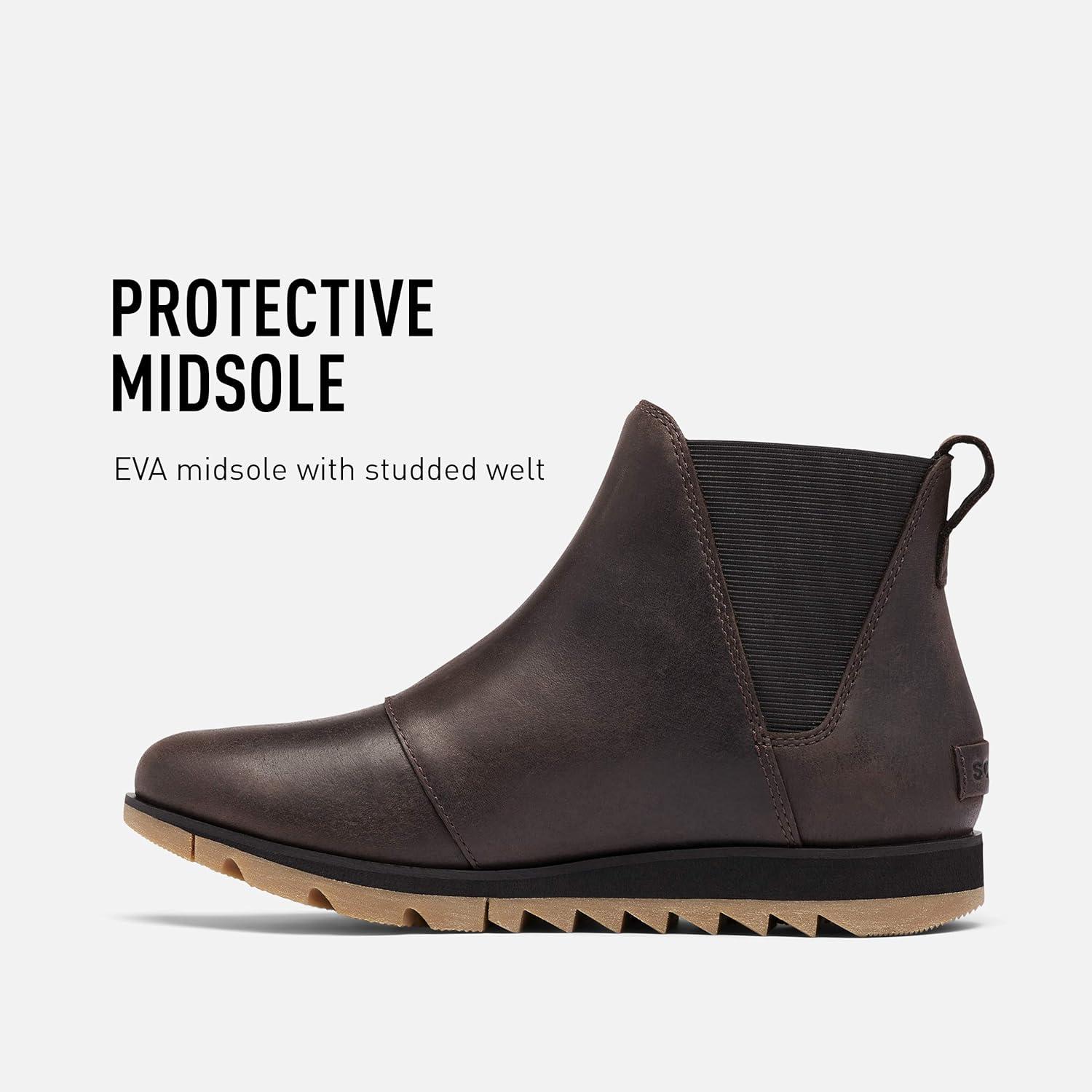 imageSorel Womens Harlow Chelsea Rain Boot Waterproof Leather Ankle BootiesBlackened Brown