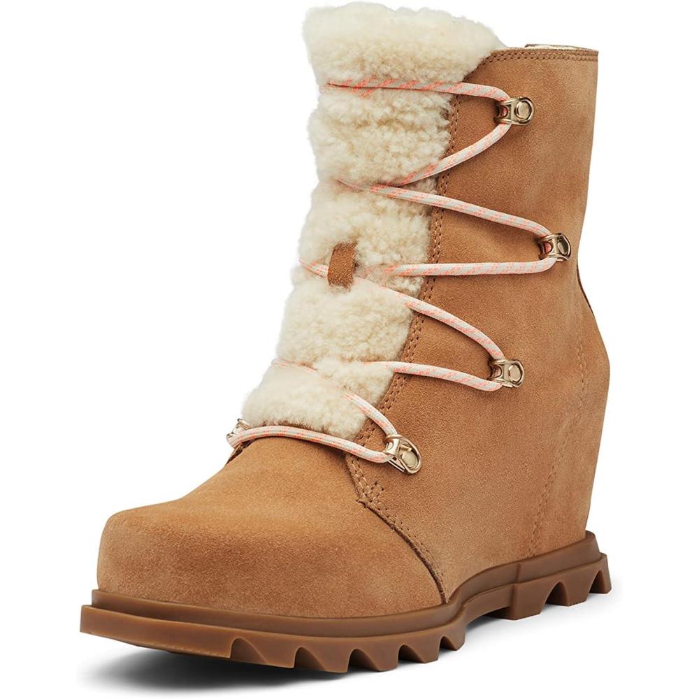 imageSorel Womens Joan of Arctic Wedge III Lace Cozy Boot Waterproof Suede Wedge BootsTawny Buff Gum 2