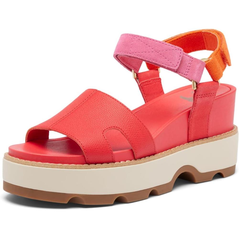 imageSorel Womens Joanie lV Ankle Strap Wedge SandalsRed Glo  Honey White