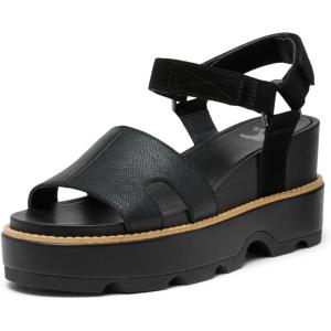 Sorel Women’s Joanie lV Ankle Strap Wedge Sandals(Black  Black)